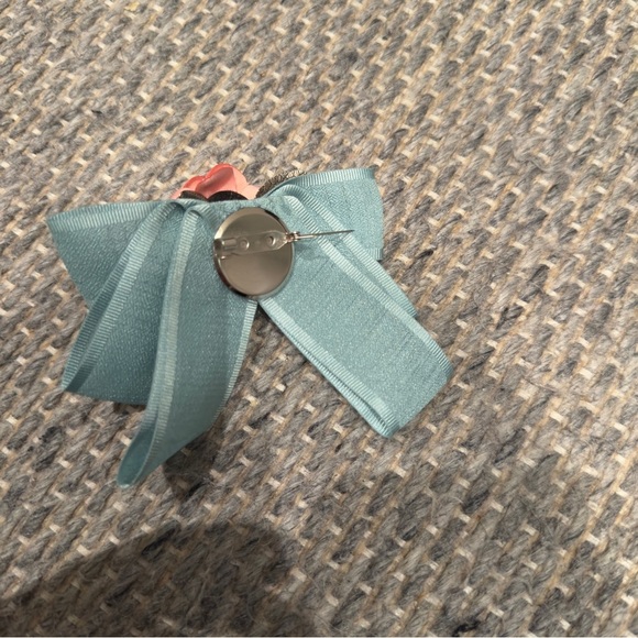 Blue Bow with Pink Flower Accent Pin Kids - Picture 5 of 5